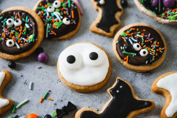 istock Halloween homemade gingerbread cookies with Ghost shape 2159579781