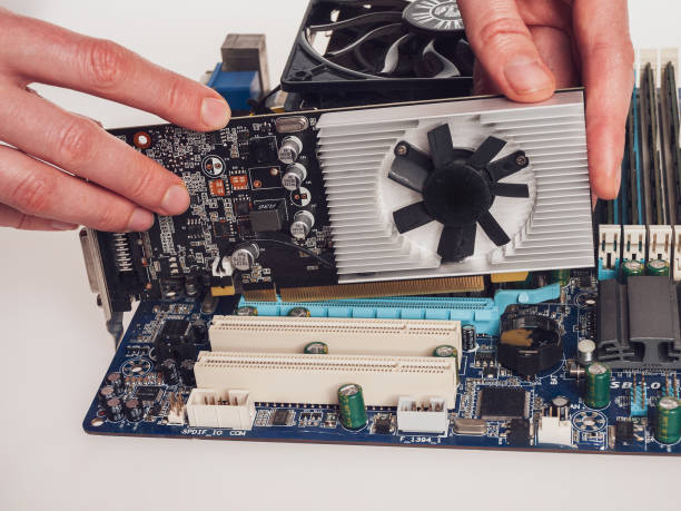 istock video card for playing and processing video and audio signals for connecting to a computer connector isolated on a white background 2159583396