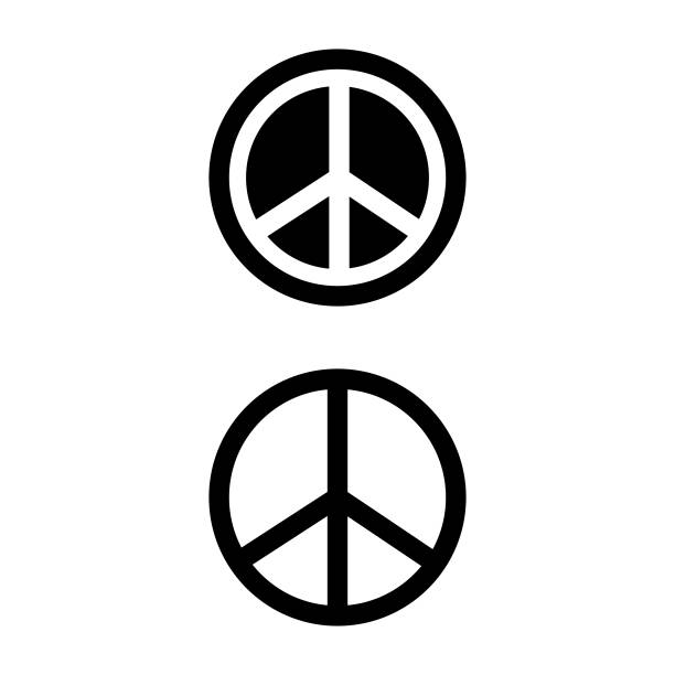 friedenszeichen icon set vektordesign. - friedenszeichen handzeichen stock-grafiken, -clipart, -cartoons und -symbole