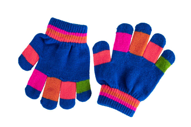 Warm light fabric gloves comfortable for cold weather isolated on white background close-up