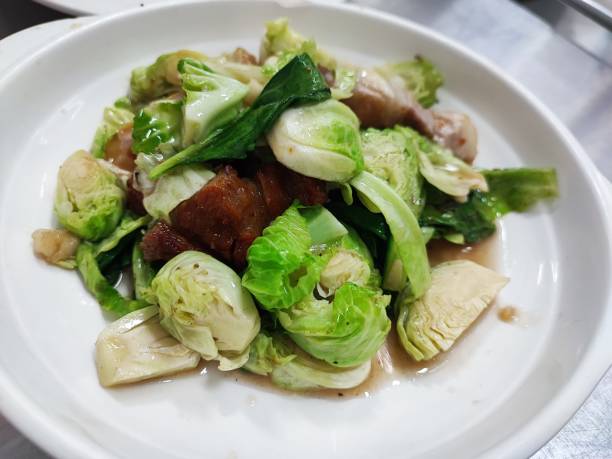 istock Thai food, vegetable fired with crispy pork 2159589657