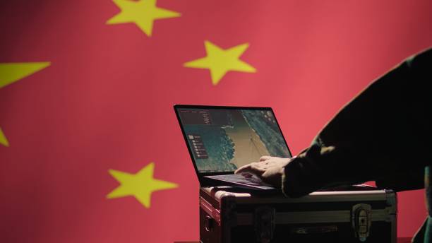 istock Chinese soldier in command control room using military tech to identify threats 2159590292