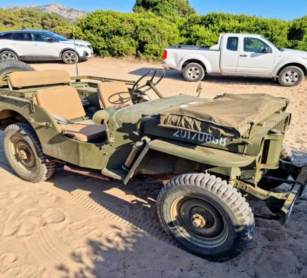 Willys Jeep June 6, 2024, Ibiza (Spain). Willys MB and the Ford GPW, both formally called the U.S. Army Truck, 1⁄4‑ton, 4×4, Command Reconnaissance, commonly known as the Willys Jeep jeep 4x4 off road vehicle world war ii stock pictures, royalty-free photos & images