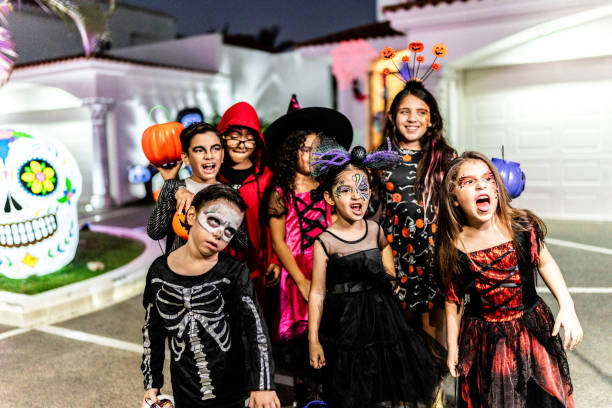 istock Children on Halloween on the city 2159594297