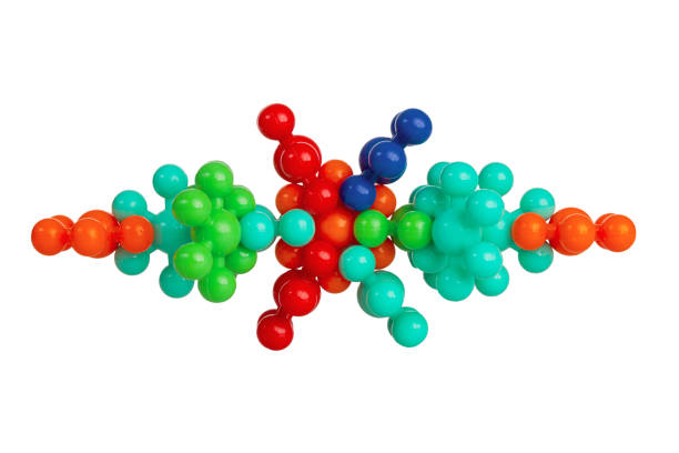 istock Plastic model of chemical elements of protein molecules, isolated on white background 2159595250