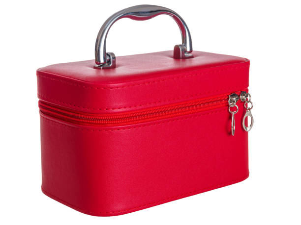 istock Red leather chest bag case with handle isolated on background 2159595564