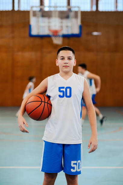 istock Youth basketball player in stance 2159601217