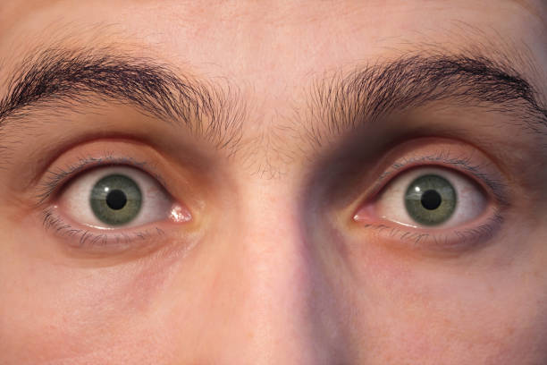 istock 3D illustration of a surprised man's eye. 2159604447