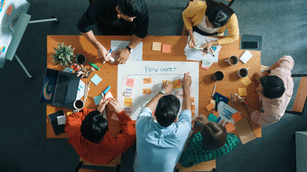 istock Top view of business man put scrum board on table at meeting room. Convocation. 2159605717