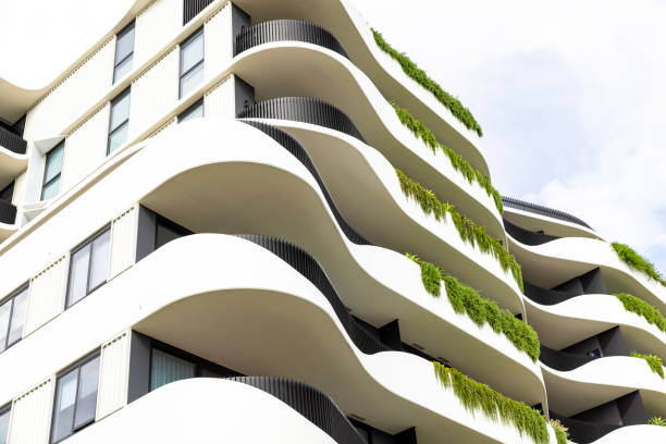 istock Closeup new, modern apartment building, background with copy space 2159607447