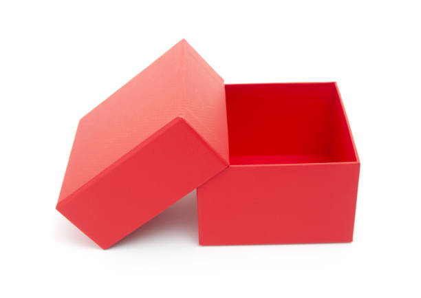 istock Open red cardboard box with cover  isolated on a white background 2159608226