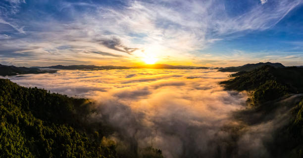 istock Landscape mountains nature view from Drone camera in sunset or sunrise sky background 2159609680