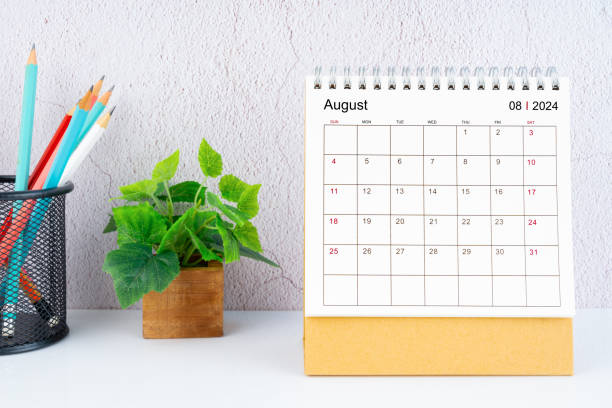 istock August 2024 Desk Calendar with pencil. 2159614587