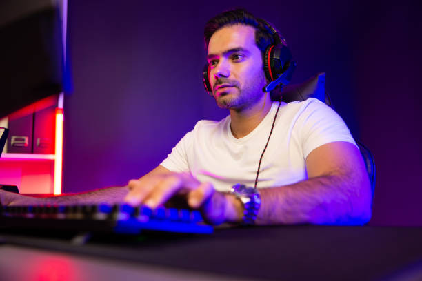 istock Smart streamer talking with team member players using headset and mic. Surmise. 2159618221
