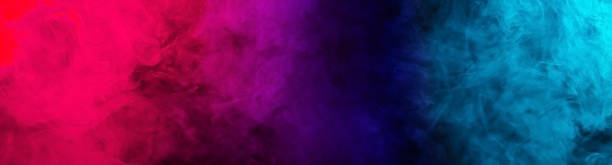 istock Fog in red blue neon light on black background. 2159621435