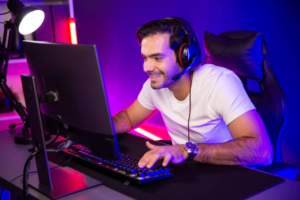 istock Smart streamer talking with team member players using headset and mic. Surmise. 2159621550
