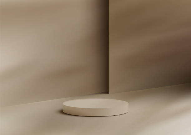 istock Elegant Beige Room with 3D Round Platform, Minimal Style for Product Mockup and Display, Nature Concept 2159624511