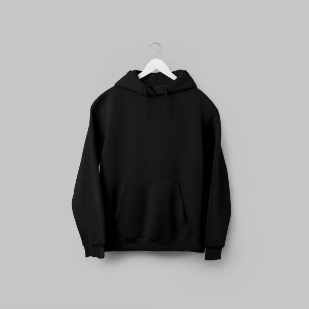 istock Oversized black hoodie template on wooden hanger, for design, print, pattern, branding, front view. 2159631963