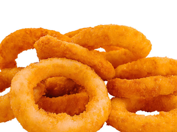istock Crispy golden onion rings isolated on white 2159632664