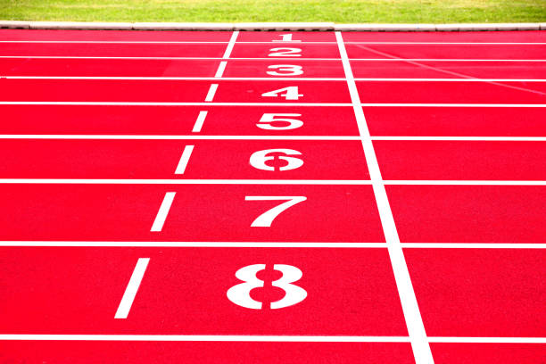 A running lane at the track and field of a sport competition