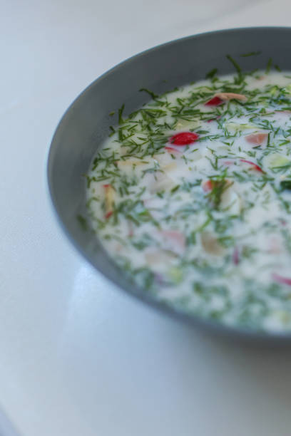 Yoghurt soup with radish, cucumber and dill