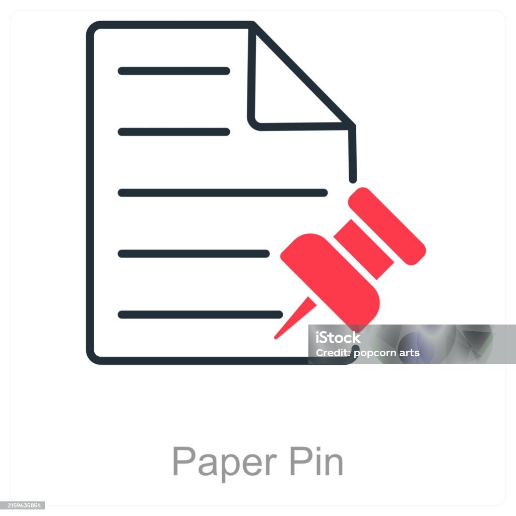 Paper Pin Icon Vector Paper Pin Stock Illustration - Download Image Now - Connection ...