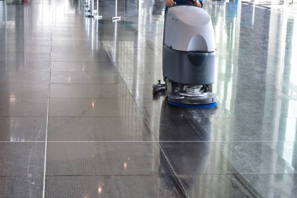 istock Floor Cleaning Machine on Reflective Tiles 2159637087