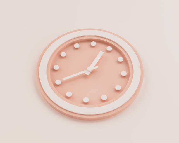 istock Minimalist Pastel Pink And White Rounded Wall Clock 12:40 Twelve Forty 00:40 Time 3D Illustration 2159637127