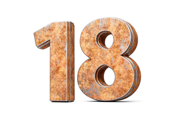 istock Number Eighteen 18 Digit Made Of Old Rusty Iron Metal Texture On White Background 3d Illustration 2159637215