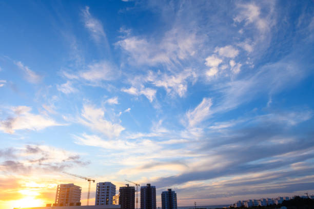 construction site against the background of clouds in the sky during sunset on the Mediterranean 1