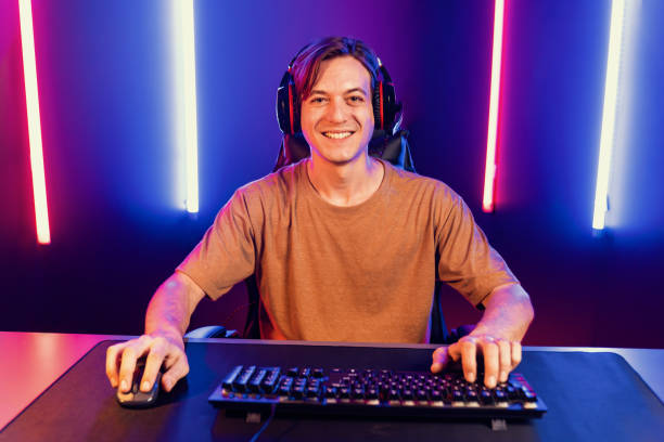 istock Host channel of smart streamer playing online game to be winner. Pecuniary. 2159639692