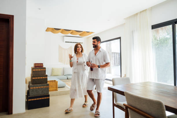 istock Couple walking and talking in Jeddah resort suite 2159639715