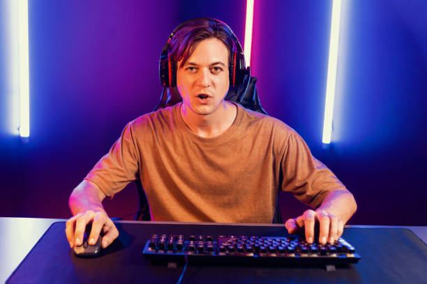 istock Host channel of smart streamer playing online game to be winner. Pecuniary. 2159643335