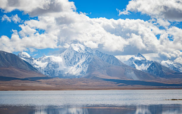 The lake and Chomolhari mountain in Tibet