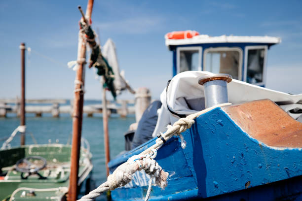 Pellestrina - Venice, Italy - June 18, 2024. Old fishing boat  in Venetian Lagoon.