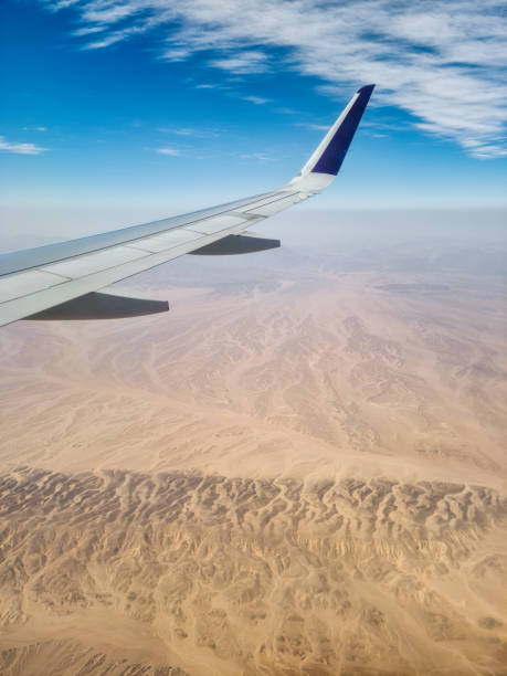 View from the airplane window mid air.