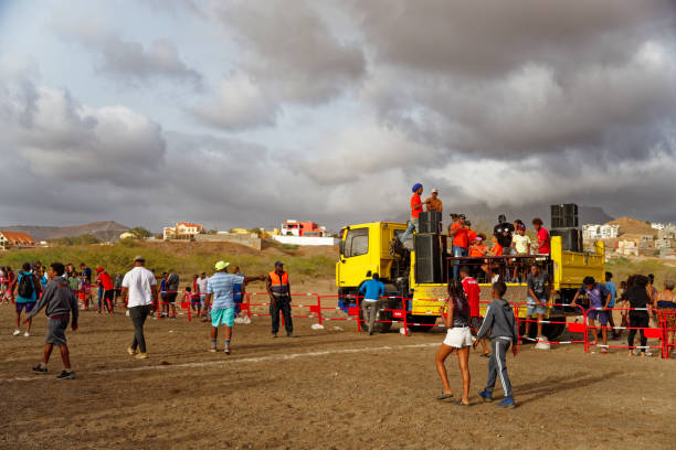 Mindelo, Cape Verde – Jun 22, 2024: People at the horse race in Ribeira Juliao