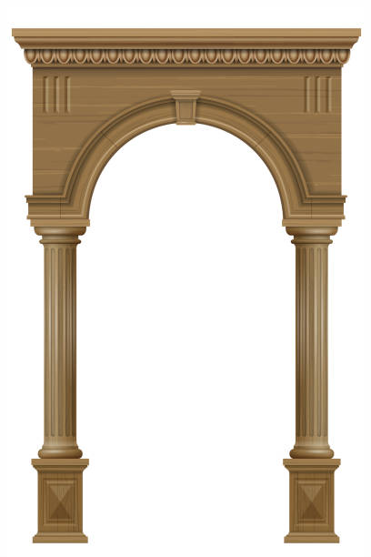istock Wooden arch of portal door with columns 2159660129
