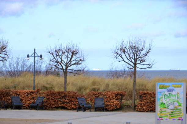 Ahlbeck, Usedom in Germany - March 16 2024: impressions of the Beach promenade on a cloudy day