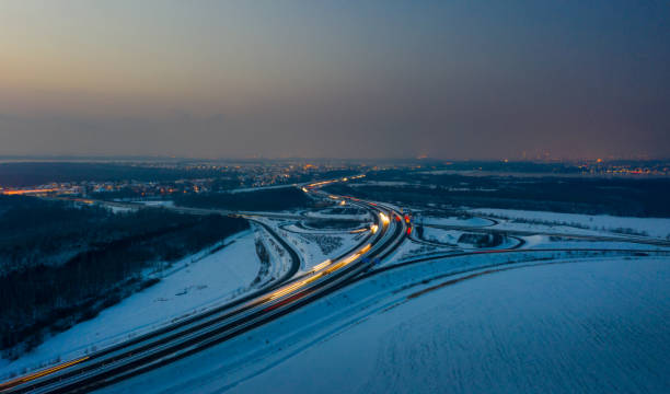 istock Highway Leipzig in winter in Germany 2159664605