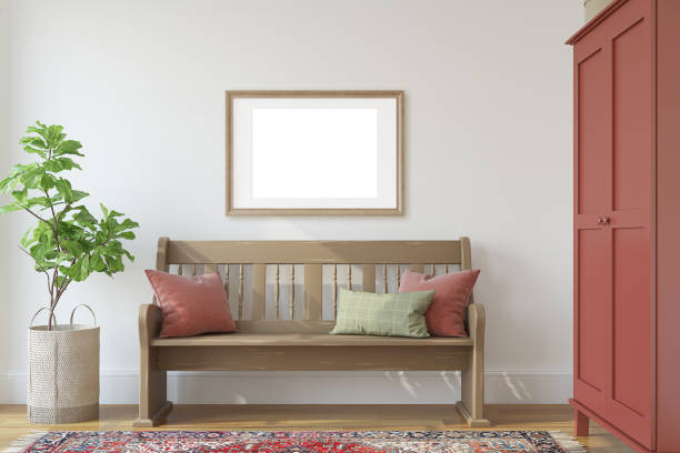 istock Interior of a  farmhouse style hallway.  3d render. 2159669356