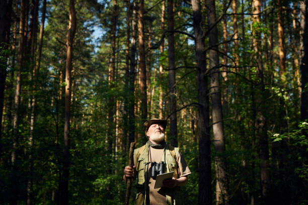 istock Senior Naturalist With Digital Tablet In Forest 2159669519