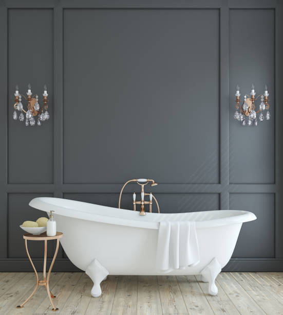 Interior of classic style bathroom. 3d render.