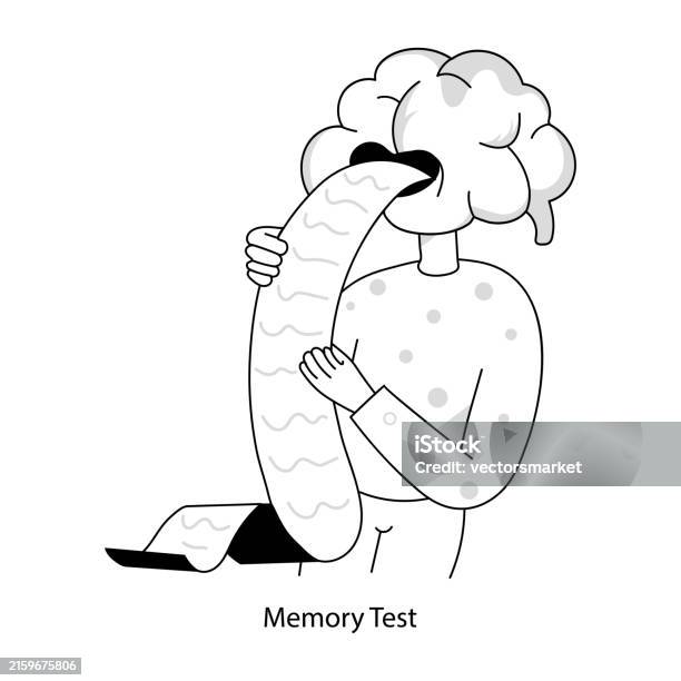 Testing Memory Cartoon A Hand Drawn Mini Illustration Of Memory Test Stock Illustration ...