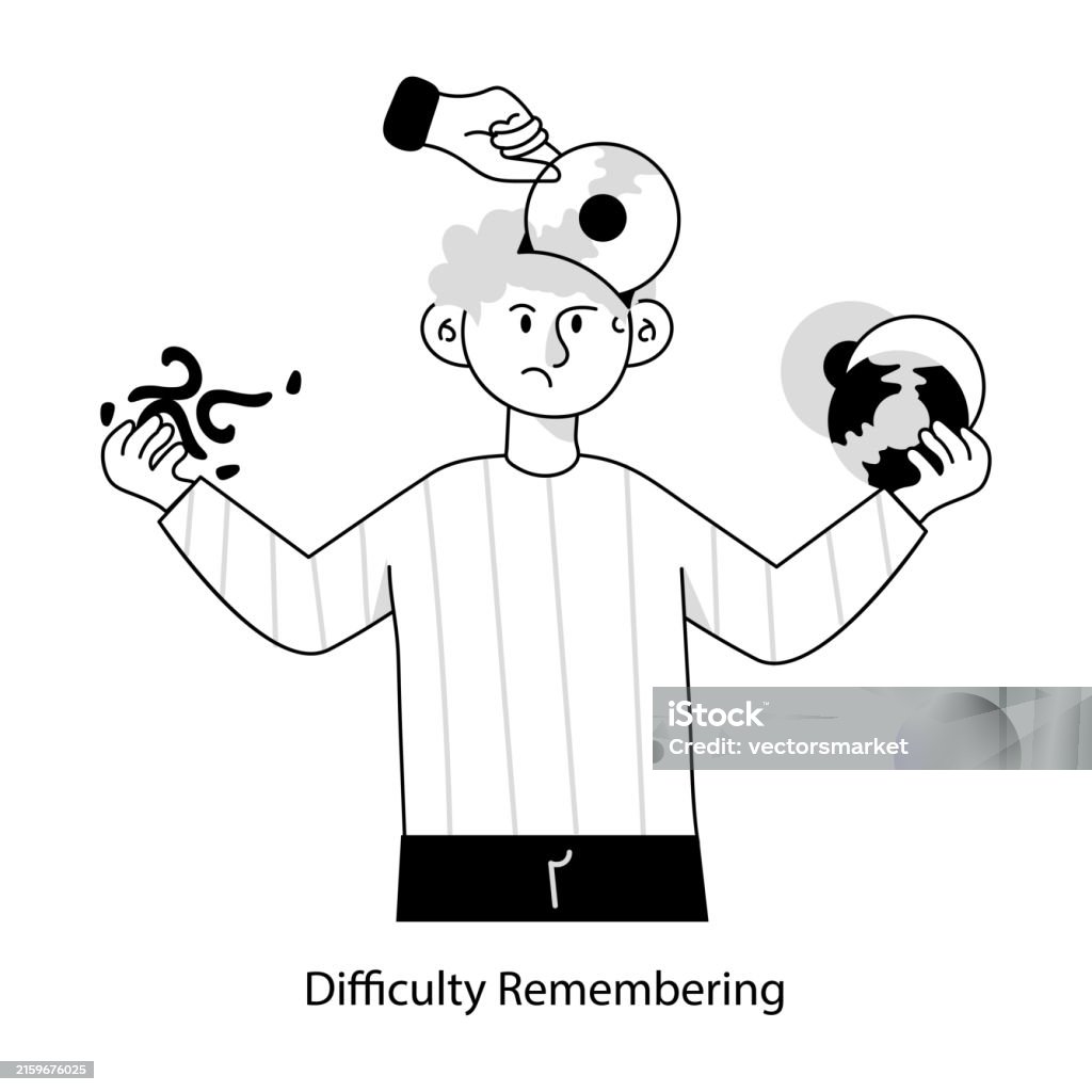 Difficulty Remembering Doodle Mini Illustration Stock Illustration ...