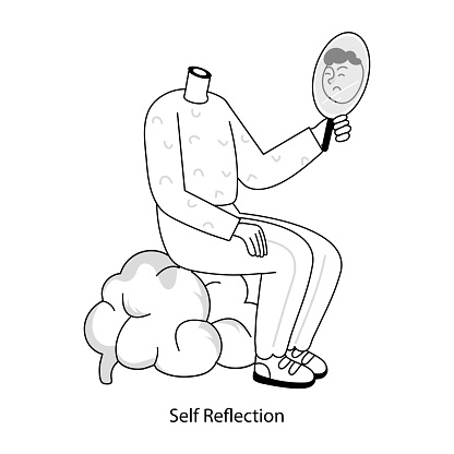 Drawing Self Reflection Problem A Doodle Mini Illustration Of Self Reflection Stock Illustration ...
