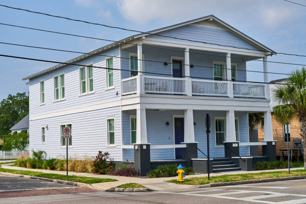 Tampa, USA - May 16, 2024: an heritage home in Ybor City historic district in downtown Tampa.