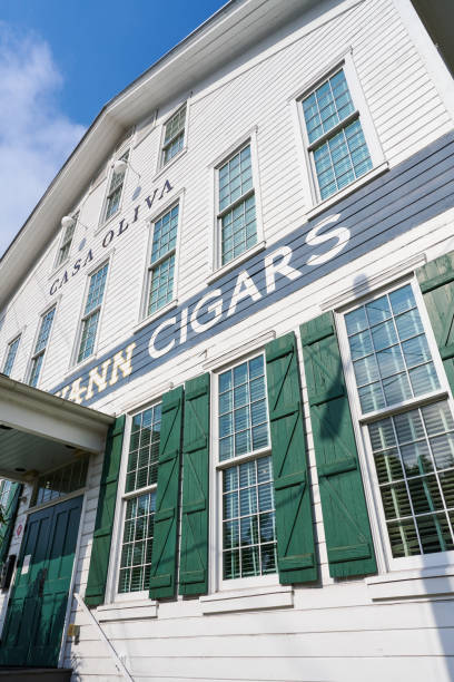Tampa, USA - May 16, 2024: the facade of Casa Oliva, a historic cigar factory turned apartment building. The cigar factory was used for cugar production until the mid-20th century.