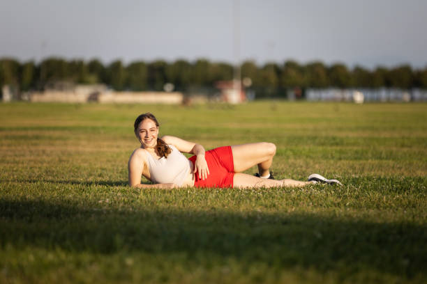 Young adult living healthy lifestyle with exercising outdoors