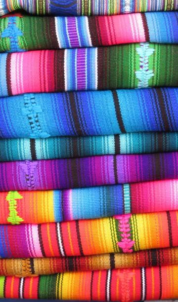 istock Hand woven material stacked in a colourful abstract, Panajachel, Guatemala. 2159686311